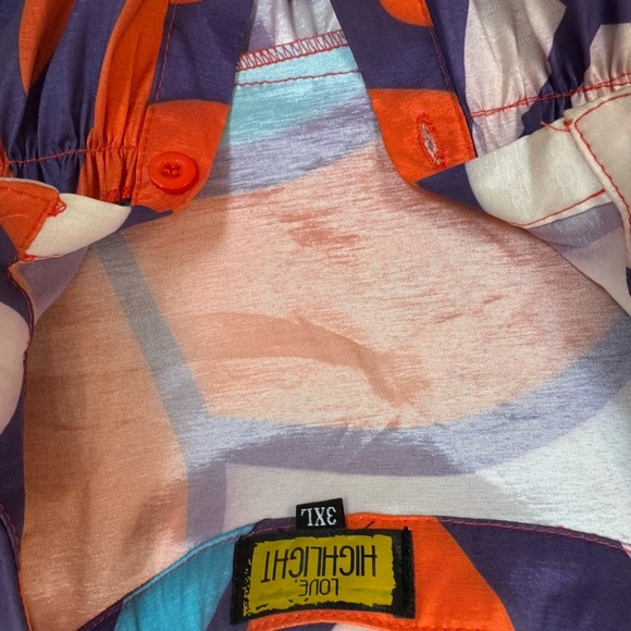 LOVE HICHLICHT Vibrant Multicolor Puff Sleeve Dress Size 3XL. C22 - Picture 10 of 13